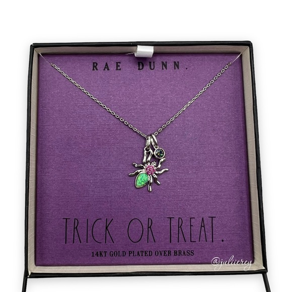 NEW Rae Dunn 14KT Gold Plated Halloween Spider Necklace Trick or Treat Edition - Picture 1 of 9